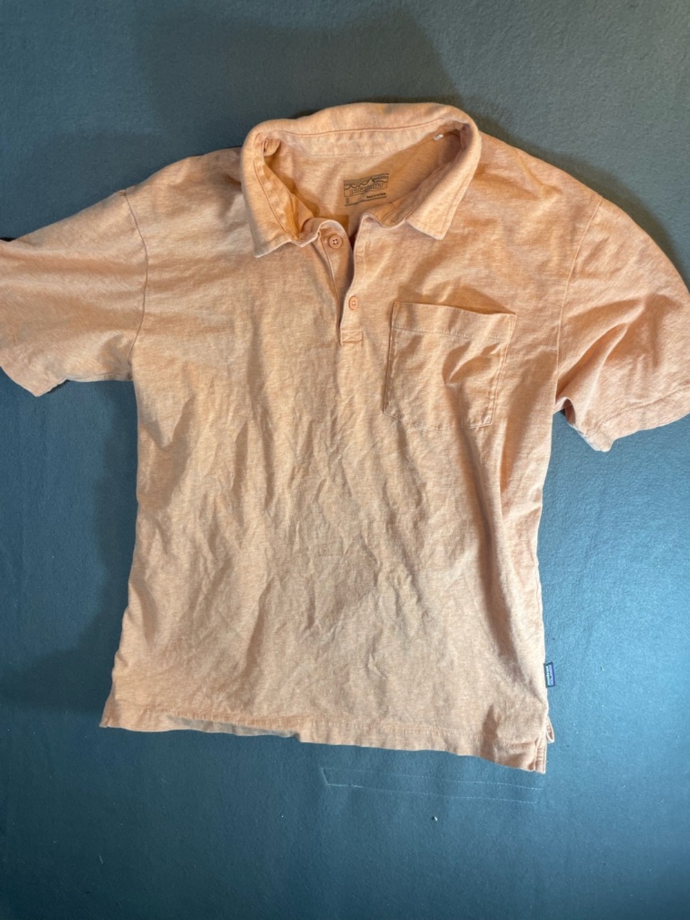 Patagonia Light Orange Short Sleeve Polo with Chest Pocket